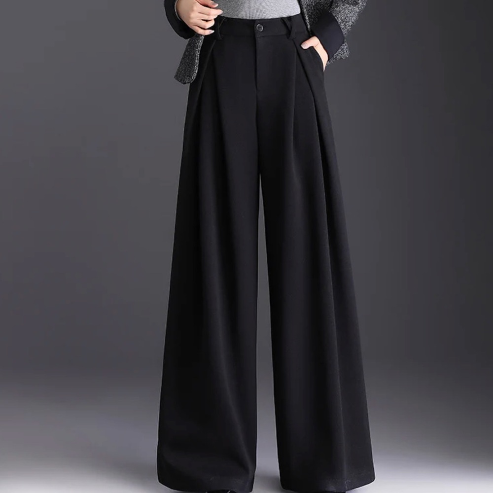 Elegant Black High Waist Wide-Leg Women's Pants
